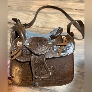 Tooled Leather Saddle Purse